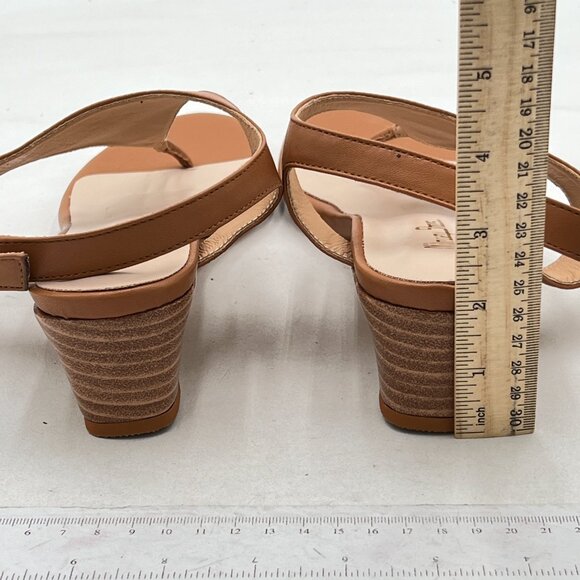 Milooey Brown T-strap Thong Low Heel Sandals Causal Ankle Strap Flip Flops Shoes - Picture 5 of 8